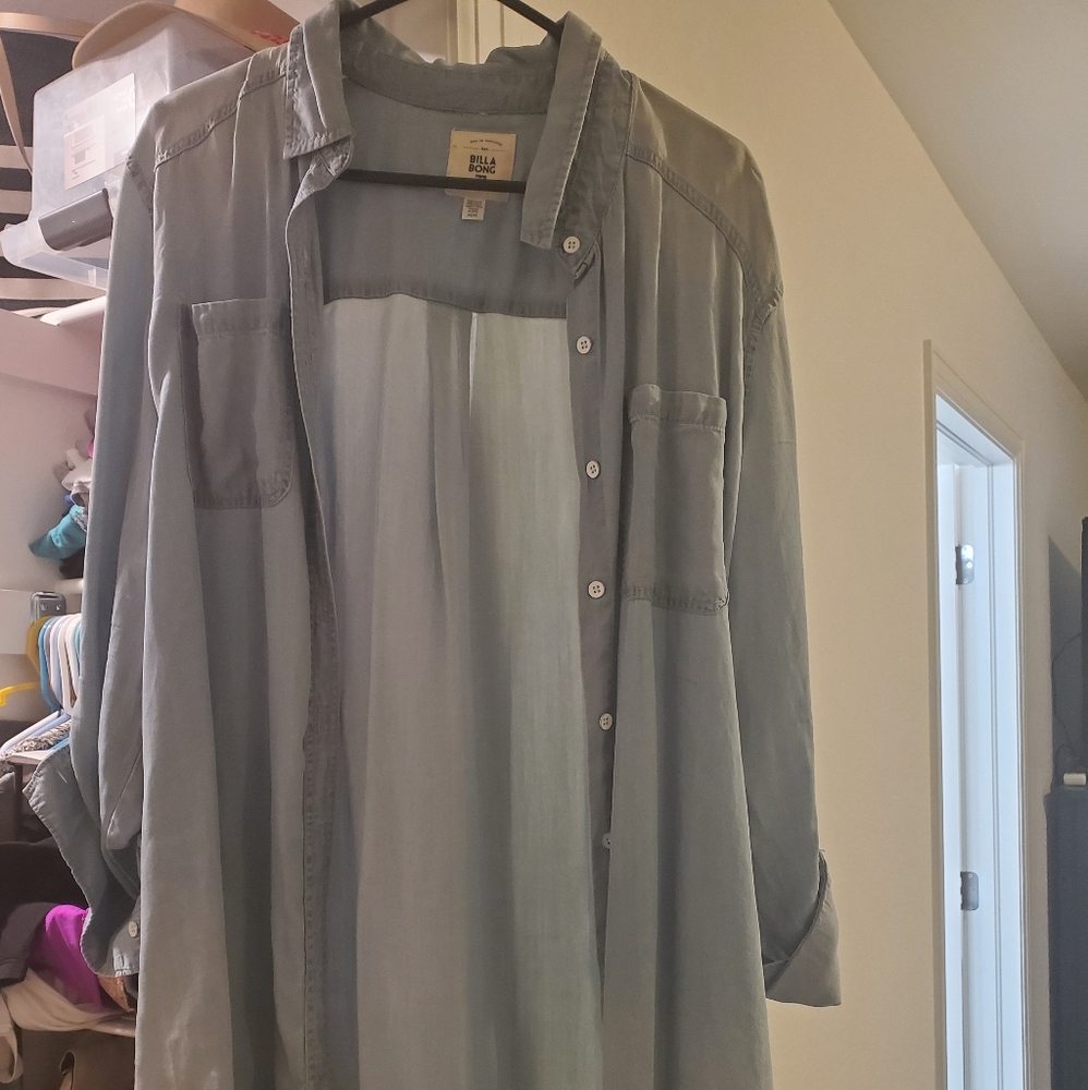 Soft denim long button up